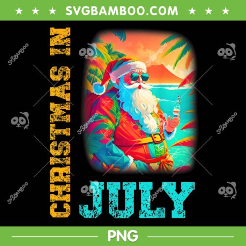 Christmas In July Santa Beach PNG, Summer Beach Santa PNG, Summer Vibes PNG