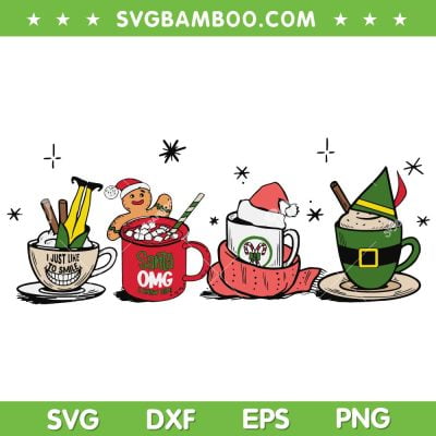 Christmas Movies Coffee SVG PNG, Santa Elf Coffee Latte SVG, Funny Christmas Coffee DXF SVG PNG EPS
