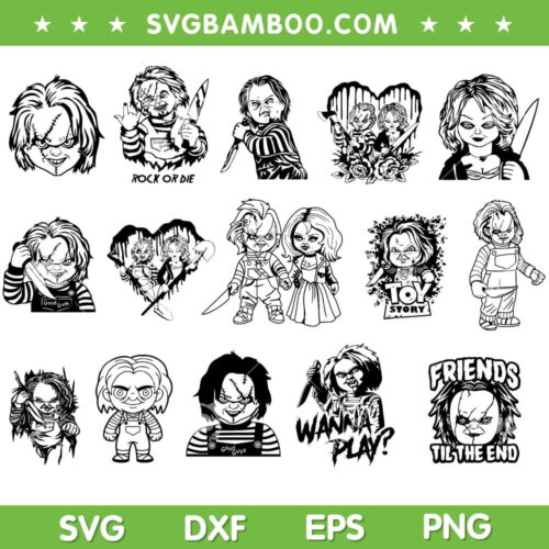Chucky SVG Bundle, Chucky Halloween SVG Bundle, Horror Movie Scary DXF SVG PNG EPS