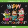 Coffee Halloween Thanksgiving Christmas PNG, Happy Hallothanksmas 2023 PNG, Hallothanksmas Coffee PNG