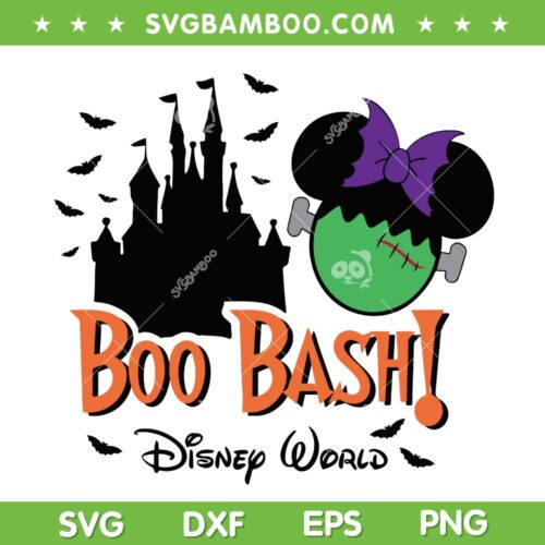 Disney Boo Bash SVG PNG, Minnie Frankenstein Halloween SVG, Boo Bash Disney World DXF SVG PNG EPS