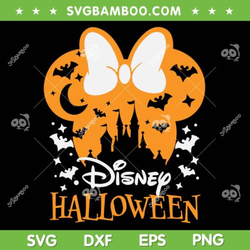 Disney Minnie Head Halloween SVG PNG, Disney Mouse Spooky Halloween SVG, Halloween Minnie DXF SVG PNG EPS