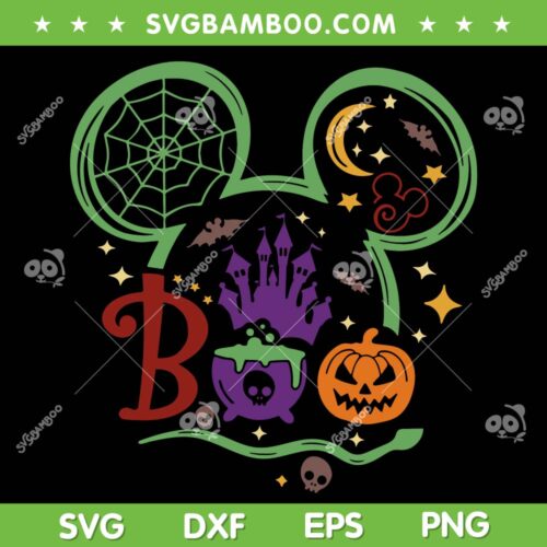 Disney Mouse Ear Boo SVG PNG, Mickey Halloween Boo SVG, Boo Mickey Mouse DXF SVG PNG EPS