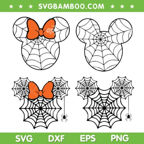 Disney Mouse Halloween Spiderweb SVG PNG, Mickey Spiderweb Halloween SVG, Halloween Disney DXF SVG PNG EPS