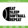 Eat Sleep Softball Repeat SVG PNG, Softball Player SVG, Funny Softball Quote DXF SVG PNG EPS