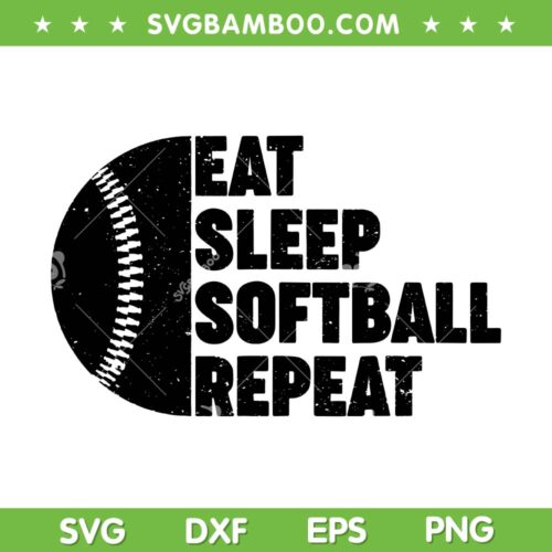 Eat Sleep Softball Repeat SVG PNG, Softball Player SVG, Funny Softball Quote DXF SVG PNG EPS