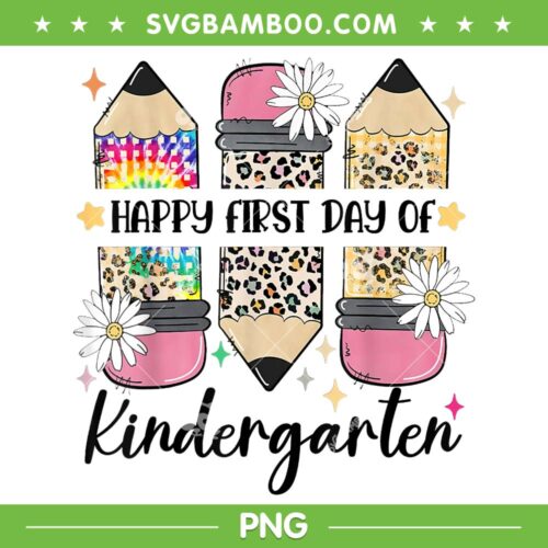 First Day Kindergarten Teacher Leopard Pencil PNG, Back To School First Day PNG, Happy First Day Of Kindergarten PNG