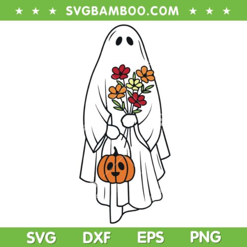 Floral Ghost Halloween SVG PNG, Vintage Floral Ghost SVG, Cute Halloween DXF SVG PNG EPS