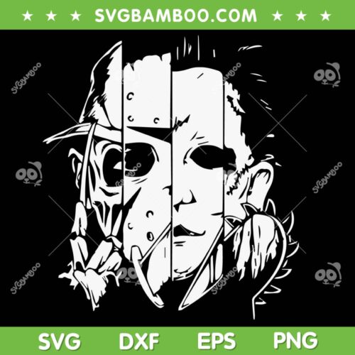 Freddy Jason Myers And Leather Face Squad SVG, Horror Movies Face SVG, Halloween Horror Movie DXF SVG PNG EPS