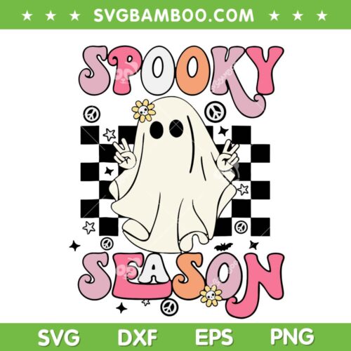 Ghost Spooky Season Groovy SVG PNG, Retro Ghost Halloween Costume SVG, Spooky Season DXF SVG PNG EPS