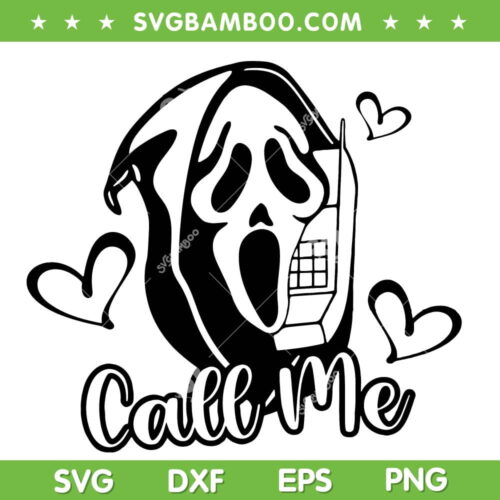 Ghostface Call Me SVG PNG, Horror Movie Halloween Scream SVG, Ghostface Scream DXF SVG PNG EPS