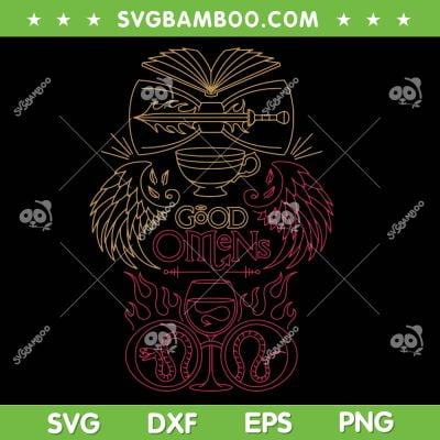 Good Omens SVG PNG, Red and Gold Crest SVG, Good Omens Movie Character DXF SVG PNG EPS