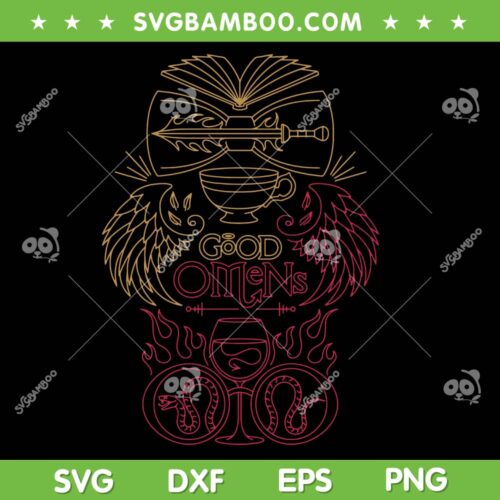 Good Omens SVG PNG, Red and Gold Crest SVG, Good Omens Movie Character DXF SVG PNG EPS