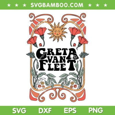 Greta Van Fleet Tour 2023 SVG PNG, Floral Retro Greta Van Fleet SVG, Vintage Dream In Gold Tour 2023 DXF SVG PNG EPS Greta Van Fleet Tour 2023 SVG PNG, Floral Retro Greta Van Fleet SVG, Vintage Dream In Gold Tour 2023 DXF SVG PNG EPS