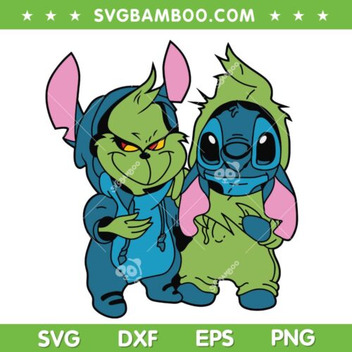Grinch And Stitch Friends Christmas SVG PNG, Cute Baby Grinch And Stitch SVG, Friend Baby DXF SVG PNG EPS