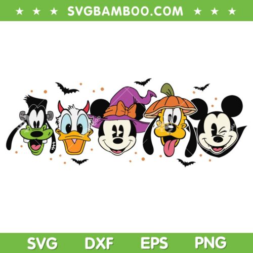Halloween Disney Mickey Mouse And Friends SVG, Disney Mouse Friends Horror Movie SVG, Disney Characters Halloween DXF SVG PNG EPS
