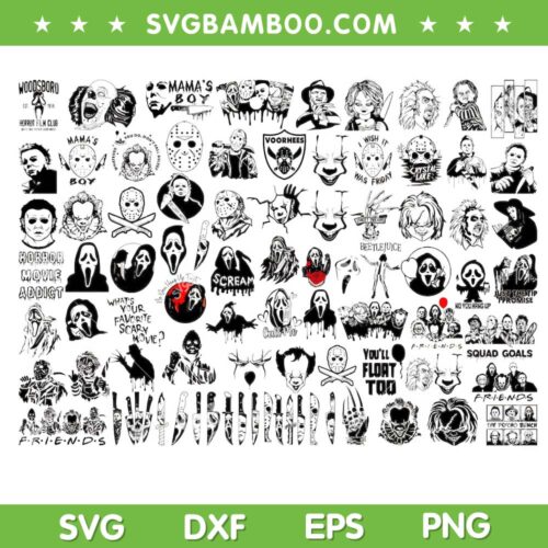 Halloween Horror Movie Mega Bundle SVG, Horror Characters SVG Bundle, Halloween Scream DXF SVG PNG EPS
