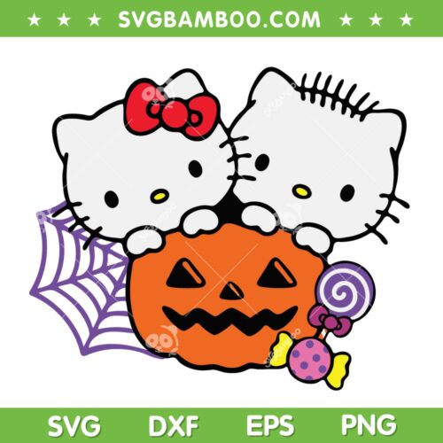 Hello Kitty Halloween Pumpkin SVG PNG, Dear Daniel Perfect Pair Hello Kitty SVG, Hello Kitty With Pumpkin DXF SVG PNG EPS