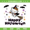 Hello Kitty Happy Halloween SVG PNG, Funny Hello Kitty Witch SVG, Kitty Halloween DXF SVG PNG EPS
