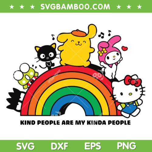 Hello Kitty And Friends Rainbow SVG PNG, Kind People Are My Kinda People SVG, Hello Kitty Halloween DXF SVG PNG EPS