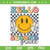 Hello Second Grade Retro Smile SVG PNG, Team 2nd Grade Groovy SVG, 2nd Grade Back To School DXF SVG PNG EPS