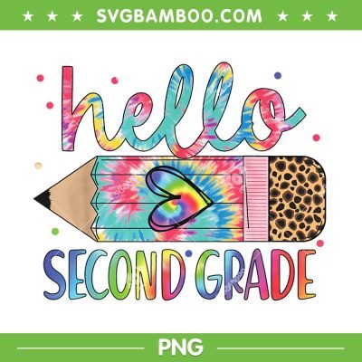 Hello Second Grade Leopard Tie Dye PNG, Back To School Pencil Leopard PNG, Hello 2nd Grade PNG