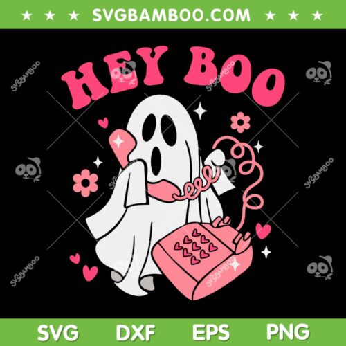 Hey Boo Funny Halloween SVG PNG, Spooky Season Scary Ghost SVG, Funny Ghost DXF SVG PNG EPS