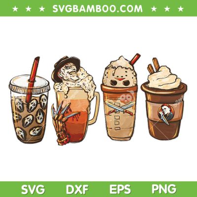 Horror Movie Coffee Halloween SVG PNG, Ghostface Freddy Jason Myers Coffee Latte SVG, Halloween Coffee DXF SVG PNG EPS Horror Movie Coffee Halloween SVG PNG, Ghostface Freddy Jason Myers Coffee Latte SVG, Halloween Coffee DXF SVG PNG EPS