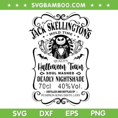 Jack Skellington Halloween Town SVG PNG, Deadly Nightshade Skellington SVG, Halloween Drinking DXF SVG PNG EPS