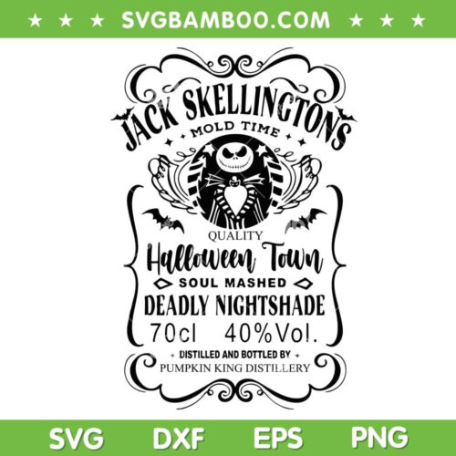 Jack Skellington Halloween Town SVG PNG, Deadly Nightshade Skellington SVG, Halloween Drinking DXF SVG PNG EPS
