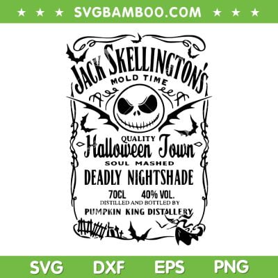 Jack Skellington Whiskey SVG PNG, The Nightmare Before Christmas SVG, Halloween Costume DXF SVG PNG EPS