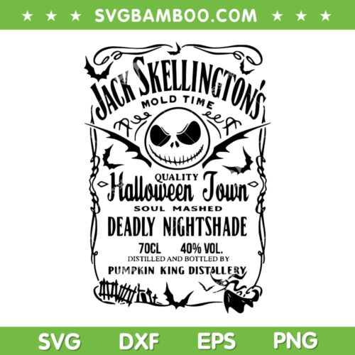 Jack Skellington Whiskey SVG PNG, The Nightmare Before Christmas SVG, Halloween Costume DXF SVG PNG EPS