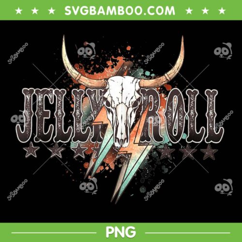 Jelly Roll Bull Skull Retro PNG, Style Western Country Music Cowboy PNG, Retro Vintage Jelly Roll PNG