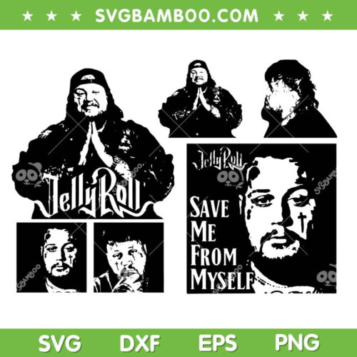 Jelly Roll Silhouette SVG Bundle, Save Me From Myself SVG Bundle, Jelly Roll Country Music DXF SVG PNG EPS