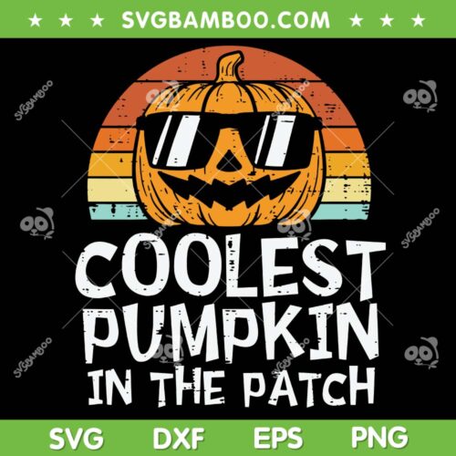 Kids Coolest Pumpkin In The Patch SVG PNG, Retro Pumpkin Halloween SVG, Kids Halloween DXF SVG PNG EPS