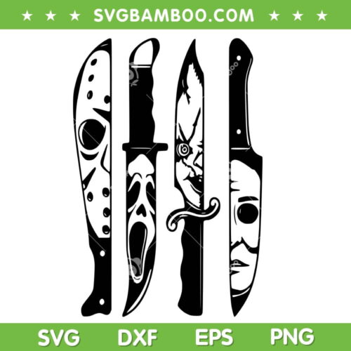 Knife Horror Friends SVG PNG, Halloween Haunted Knives SVG, Horror Characters Knives DXF SVG PNG EPS