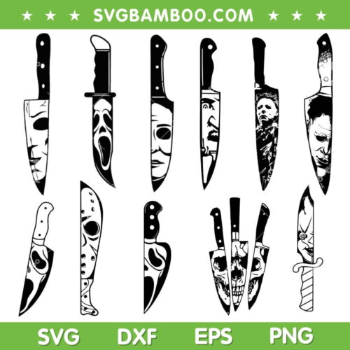 Knife Horror Movie Characters SVG Bundle, Halloween Knife SVG Bundle, Horror Knife DXF SVG PNG EPS