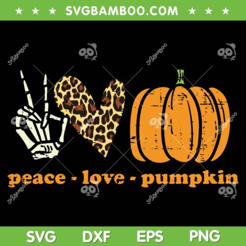 Leopard Peace Love Pumpkin SVG PNG, Halloween Pumpkin SVG, Skeleton Halloween DXF SVG PNG EPS