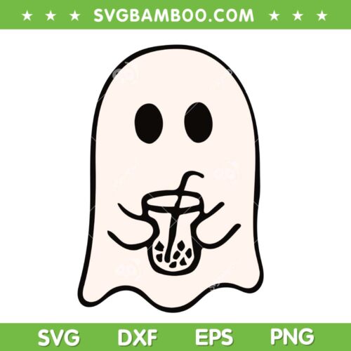 Little Ghost Ice Coffee SVG PNG, Happy Halloween Little Ghost SVG, Ghost With Coffee DXF SVG PNG EPS