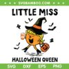 Little Miss Halloween Queen SVG PNG, Little Miss Witch Pumpkin SVG, Cute Girl Halloween DXF SVG PNG EPS