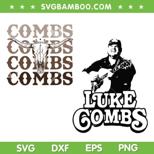 Luke Combs Bull Skull SVG PNG, Luke Combs SVG, Country Music Bull Skull DXF SVG PNG EPS