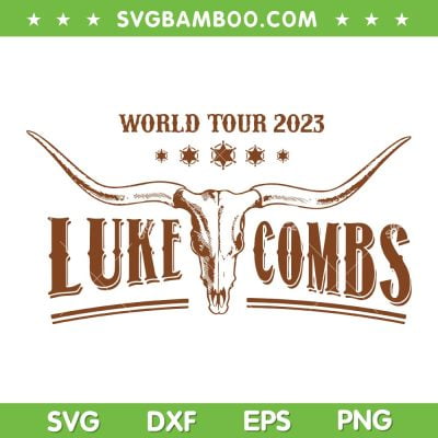 Luke Combs World Tour 2023 SVG, Luke Combs Bull Skull SVG, Country Music DXF SVG PNG EPS