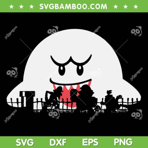 Mario Boo Ghost SVG PNG, Super Mario Boo Trick Or Treat SVG, Halloween Boo Ghost DXF SVG PNG EPS