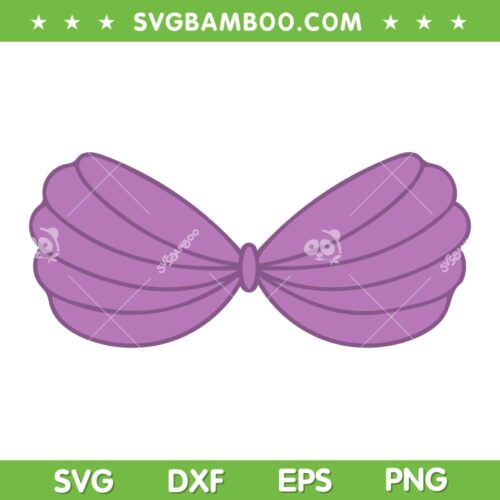Mermaid Purple Seashell Bra Costume SVG PNG, Mermaid Seashells SVG, Halloween Mermaid DXF SVG PNG EPS