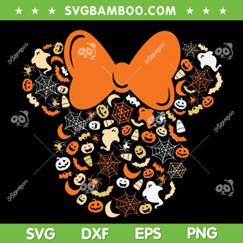 Minnie Mouse Halloween SVG PNG, Disney Mouse Ghosts Pumpkins Spiders SVG, Halloween Mickey DXF SVG PNG EPS