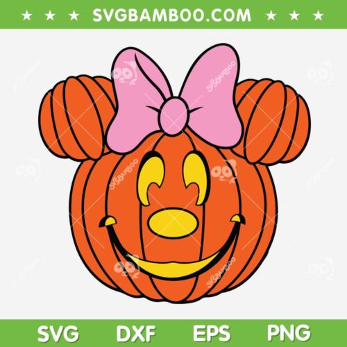 Minnie Mouse Pumpkin Head SVG PNG, Disney Mouse Pumpkin Halloween SVG, Mouse Pumpkin Face DXF SVG PNG EPS