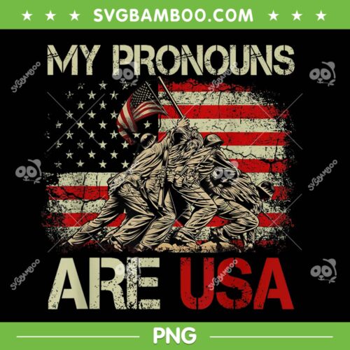 My Pronouns Are USA 4th Of July PNG, American Flag Military PNG, Retro USA Flag PNG