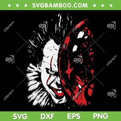 Pennywise Horror Face SVG PNG, IT Horror Movie Halloween SVG, It Pennywise Face DXF SVG PNG EPS