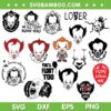 Pennywise SVG Bundle, IT Halloween Horror SVG Bundle, Pennywise Face DXF SVG PNG EPS