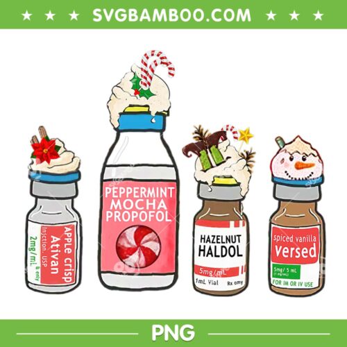 Peppermint Mocha Propofol Christmas Coffee PNG, Christmas Nurse ER ED ICU RN PNG, Peppermint Mocha PNG